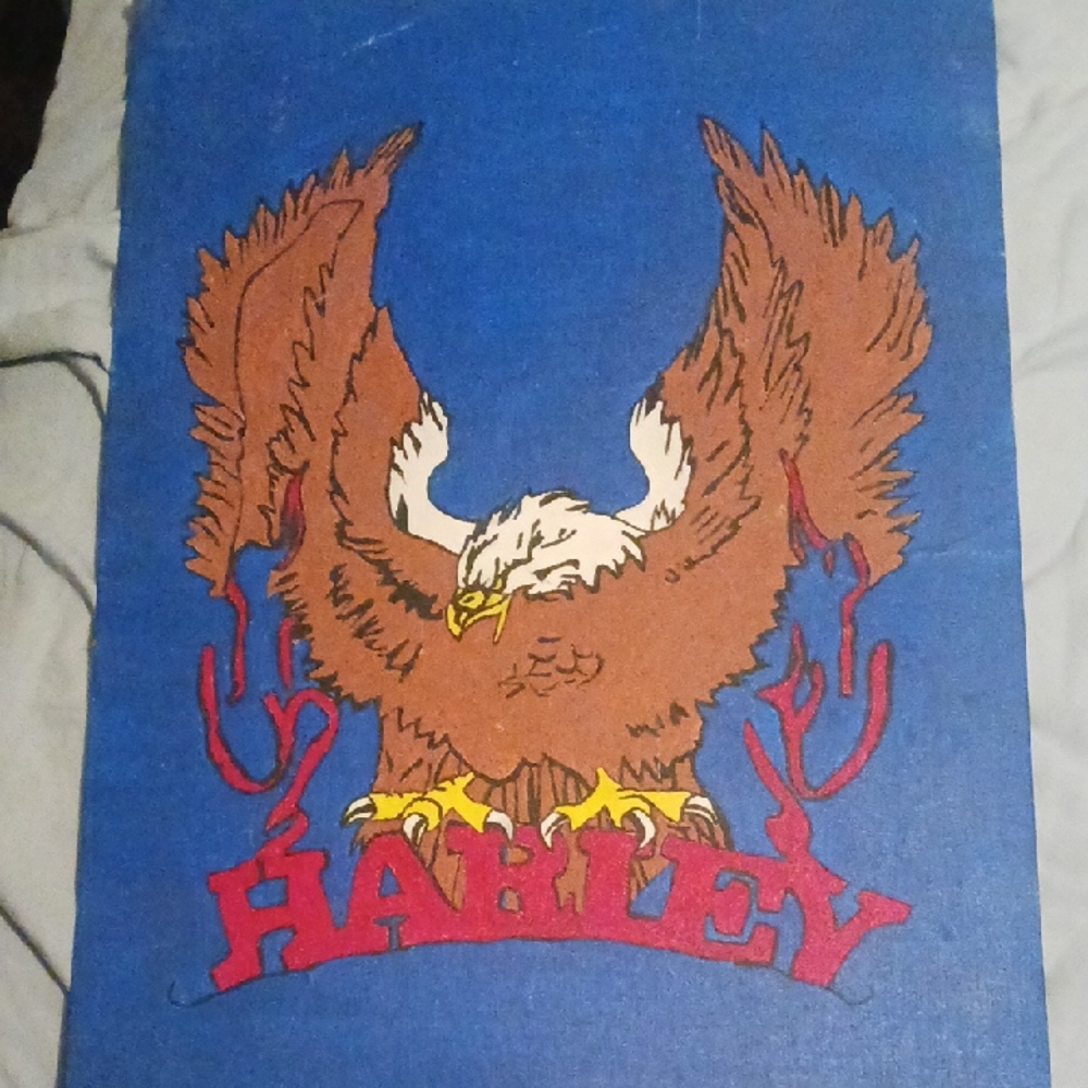 Harley-Davidson Eagle Painting - Blue, Brown, Red
